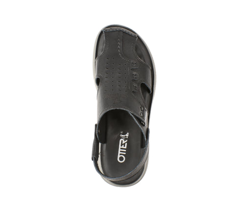 Sandale casual, barbati, OTTER FM60003B, negru, piele naturala